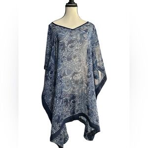 Lands' End Navy Paisley Swim Cover-Up